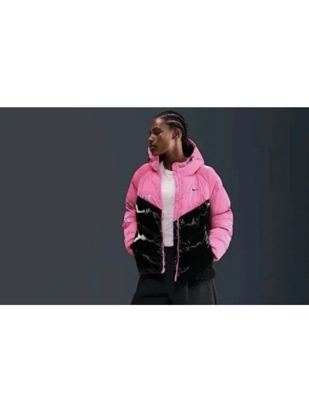 Women's Nike Therma-Fit Shine Puffer Jacket Pink Black HV5242-649 Size M